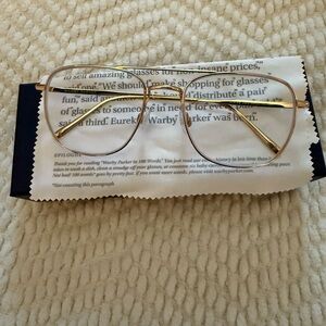 Warby Parker Gold Metal Aviator Frame Glasses ( Gus)